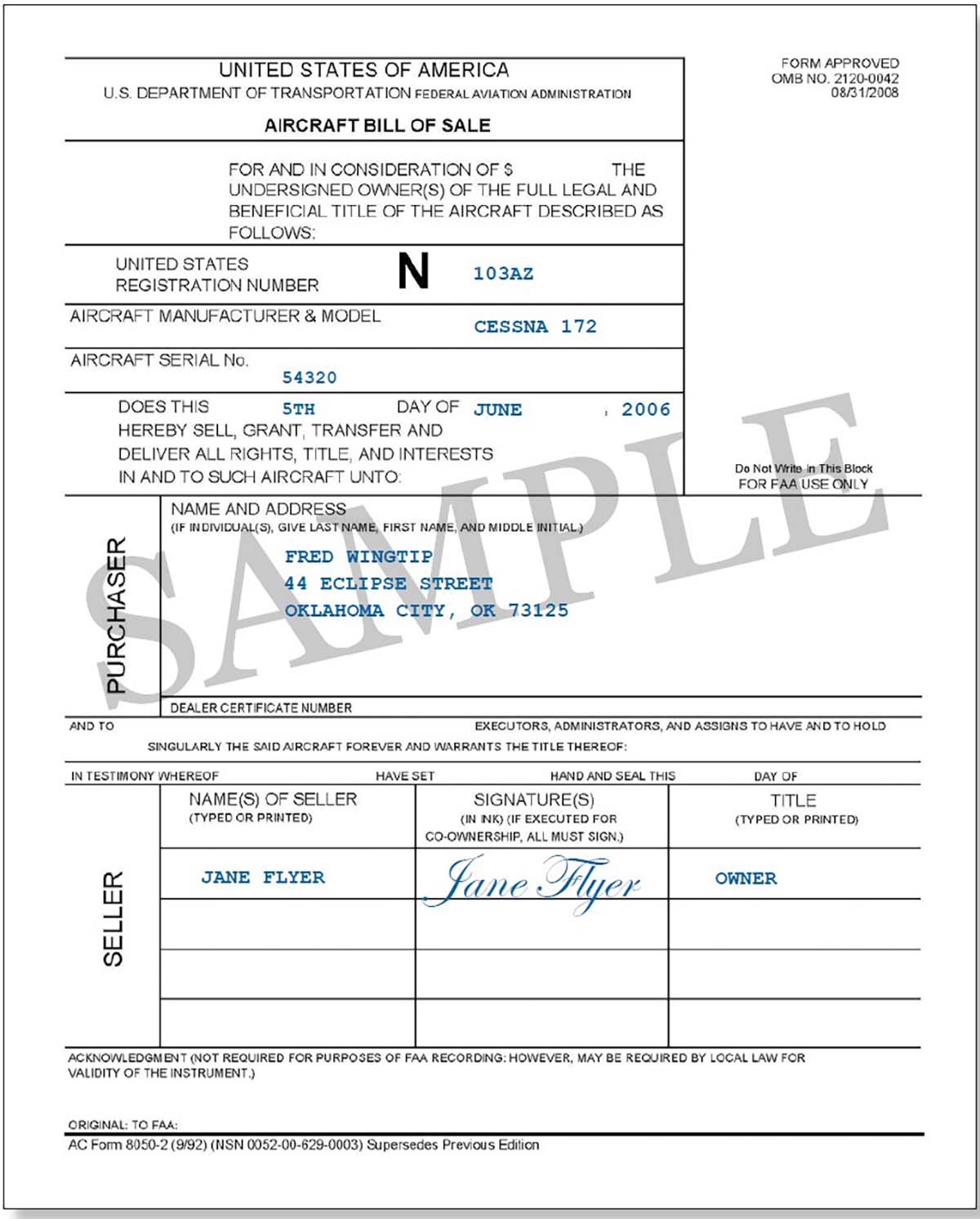 Aircraft Bill of Sale